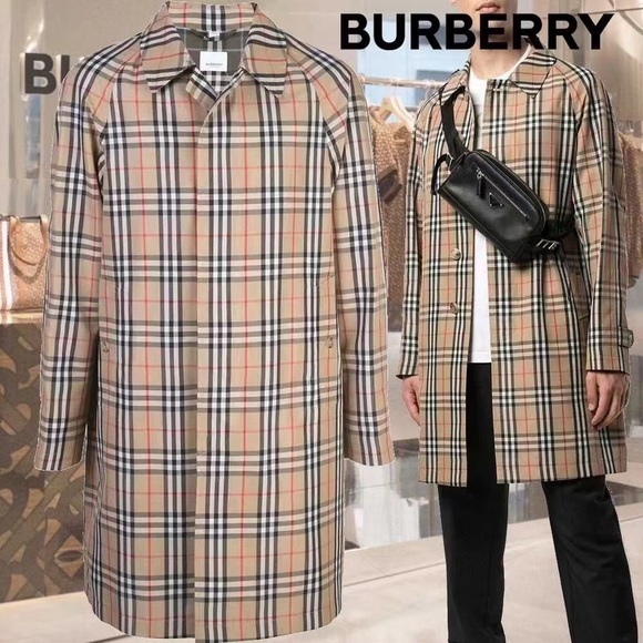 Burberry Long Sleeve Vintage Check Car Coat Size US 52